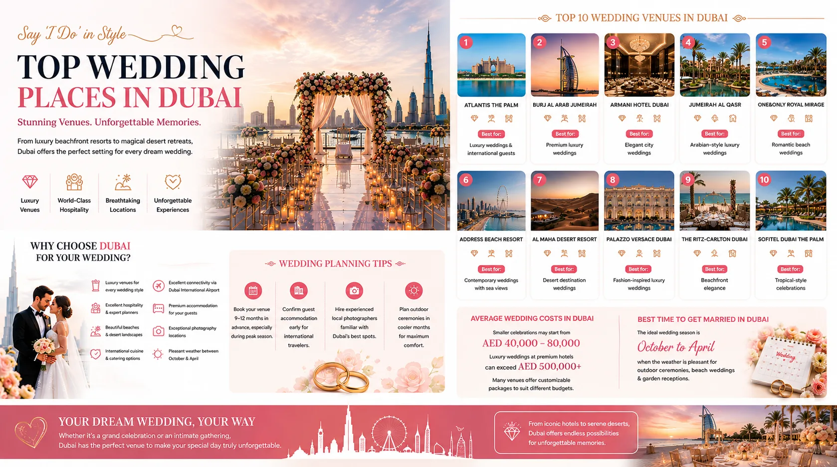 Top Wedding Places in Dubai (2026 Guide): 10 Stunning Venues for Your Dream Wedding