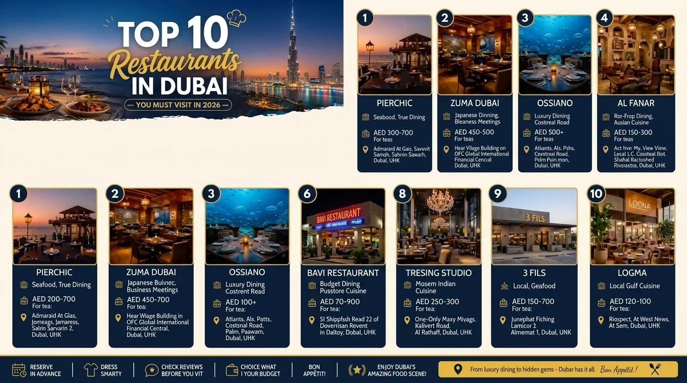 Top 10 Dining Places in Dubai / UAE